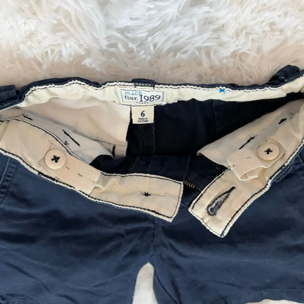 Navy Chino Shorts Boys Size 6 Adjustable Waist School Uniform Classic - Picture 3 of 6